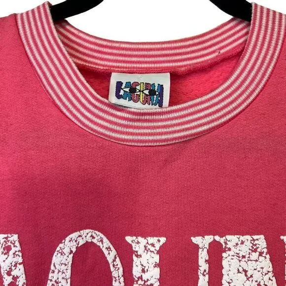 90s Spell out vintage sweater size M bubblegum pink - Picture 7 of 16